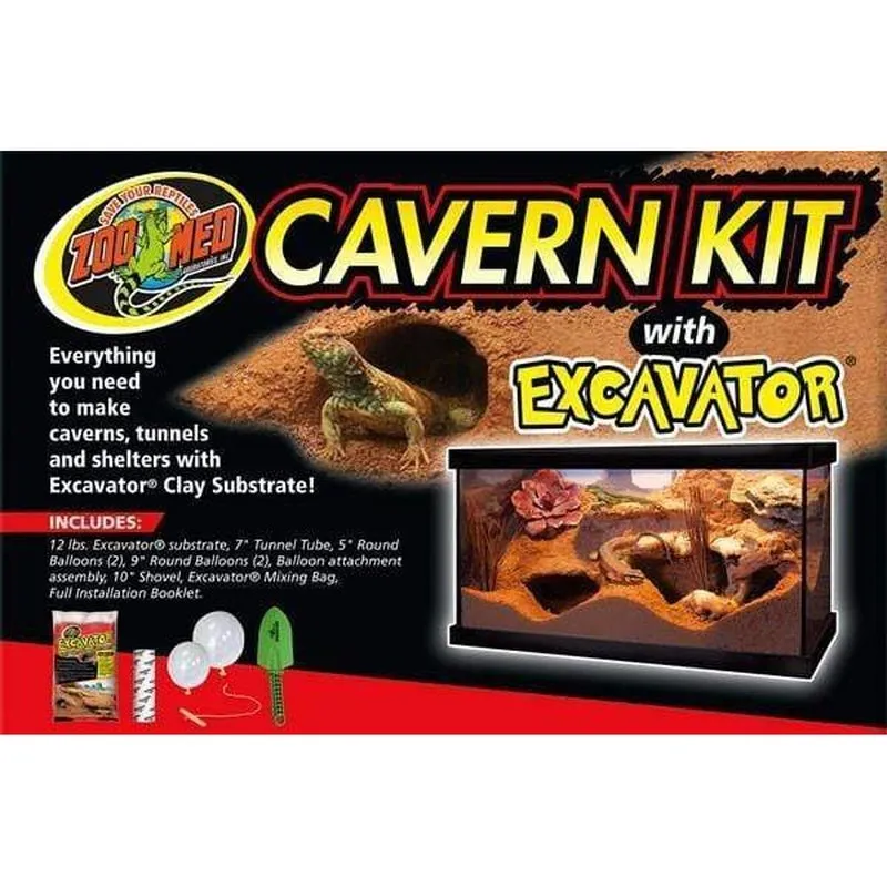 Zoo Med Cavern Kit with Excavator Clay Burrowing Substrate